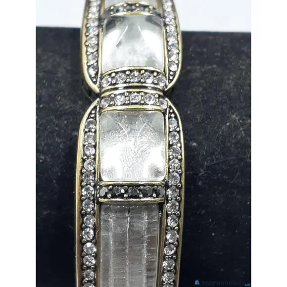 Heidi Daus White Crystal Deco Bangle Bracelet 7in M $250 - Picture 9 of 10